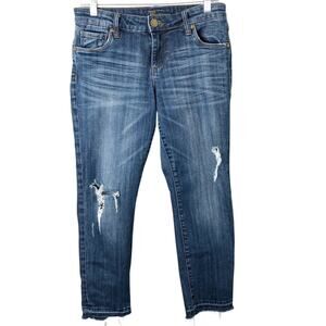 Kut From The Kloth Women's Distressed Skinny Fit Released Hem Mid-Rise Jeans 6P